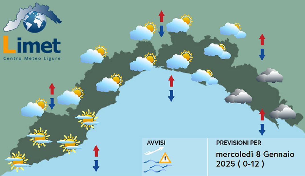 meteo Liguria 8 gennaio 2025