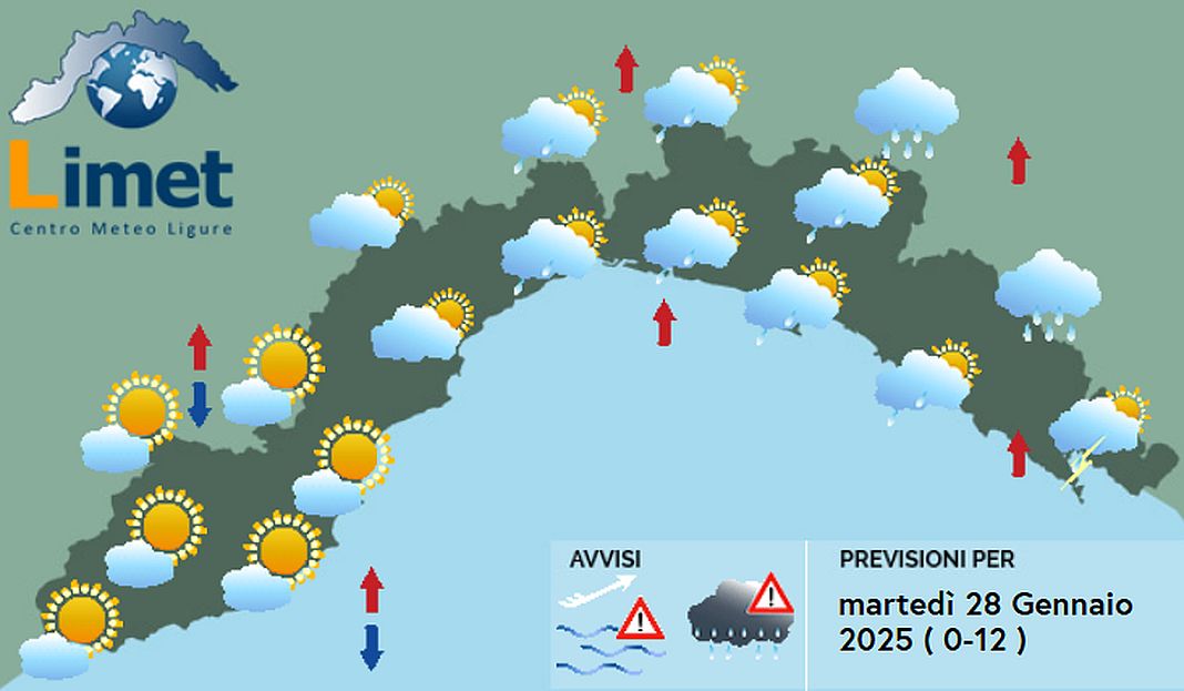 meteo Liguria martedì 28 gennaio 2025