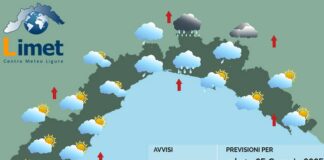 Meteo Liguria, fine settimana con nuvole e piovaschi, peggiora lunedì meteo Liguria 25 gennaio 2025