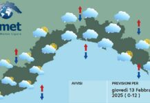 Meteo Liguria, ancora pioggia e nuvole, San Valentino senza precipitazioni meteo Liguria giovedì 13 febbraio 2025