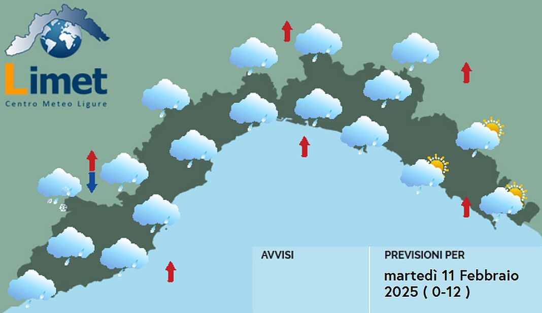 meteo Liguria martedì 11 febbraio 2025