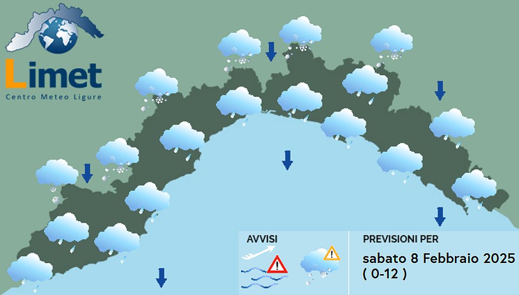 Meteo Liguria sabato 8 febbraio 2025