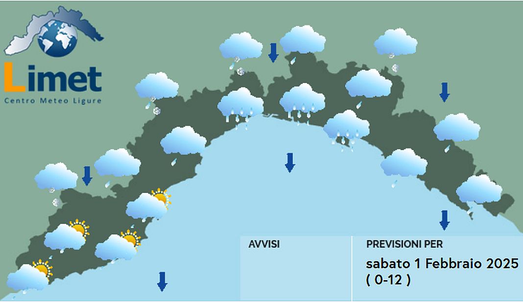 meteo Liguria sabato 1 febbraio 2025