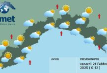 Meteo Liguria, aumentano le nuvole con possibili piovaschi meteo Liguria venerdì 21 febbraio 2025