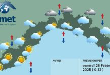 Meteo Liguria, tornano ad aumentare le nuvole, possibilità di piovaschi meteo Liguria venerdì 28 febbraio 2025