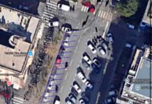 Genova, parcheggi a lisca di pesce in via Casaregis alla Foce posteggi via Casaregis Foce