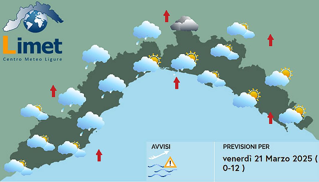 meteo Liguria venerdì 21 marzo 2025