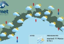 Meteo Liguria, ancora nuvole e pioggia a tratti anche intensa meteo liguria martedì 11 marzo 2025