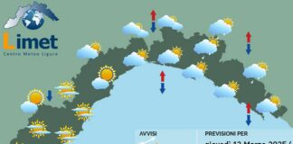 Meteo Liguria, ancora tempo instabile con molte nuvole e piovaschi meteo Liguria giovedì 13 marz0 2025