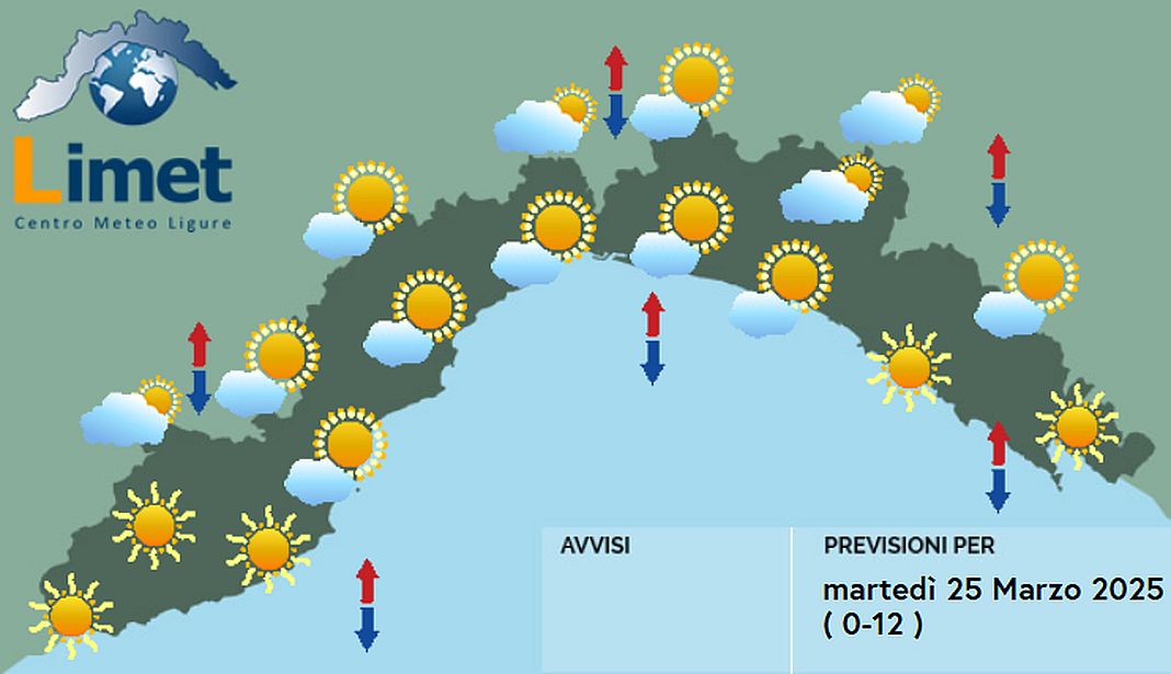 meteo Liguria martedì 25 marzo 2025