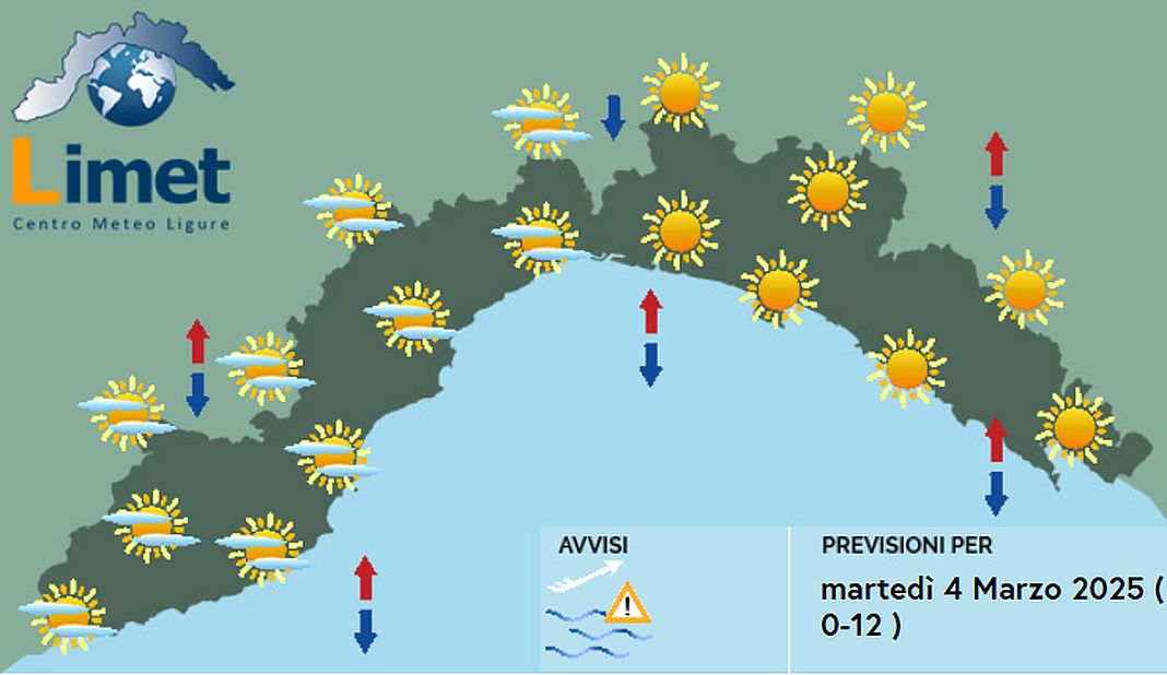 meteo Liguria martedì 4 marzo 2025