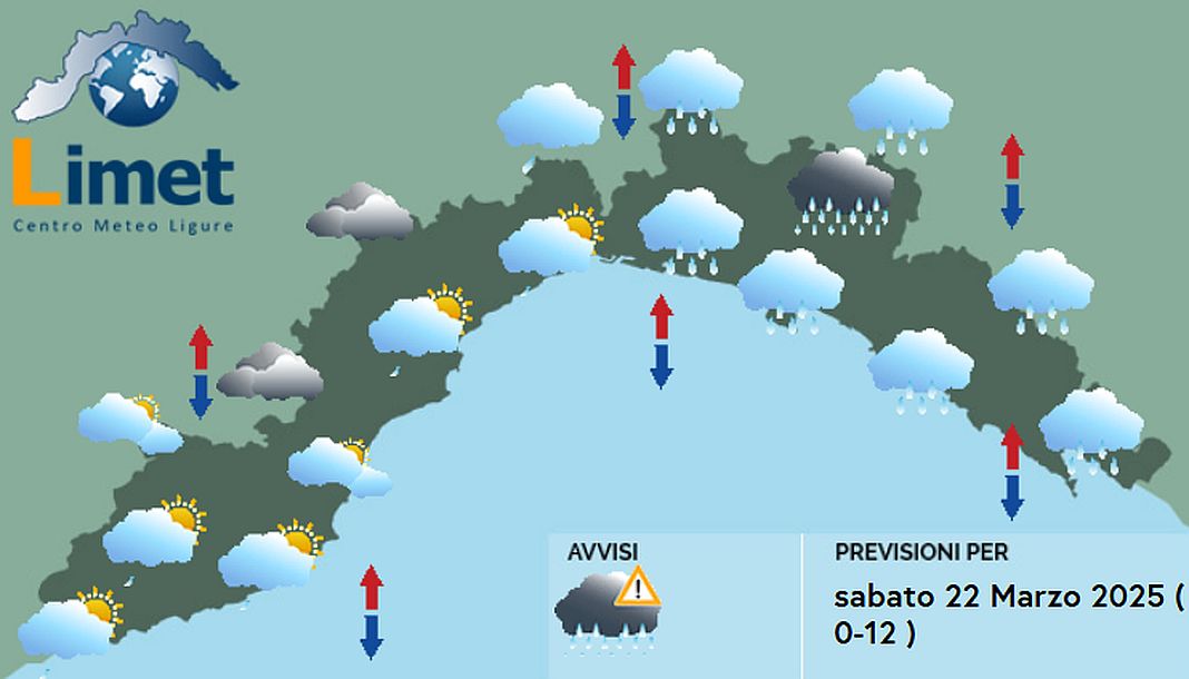 meteo Liguria sabato 22 marzo 2025