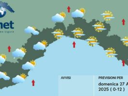 meteo Liguria domenica 27 aprile 2025