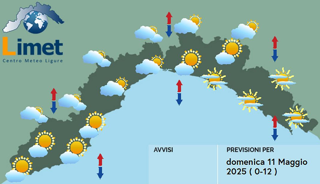 meteo Liguria domenica 11 maggio 2025
