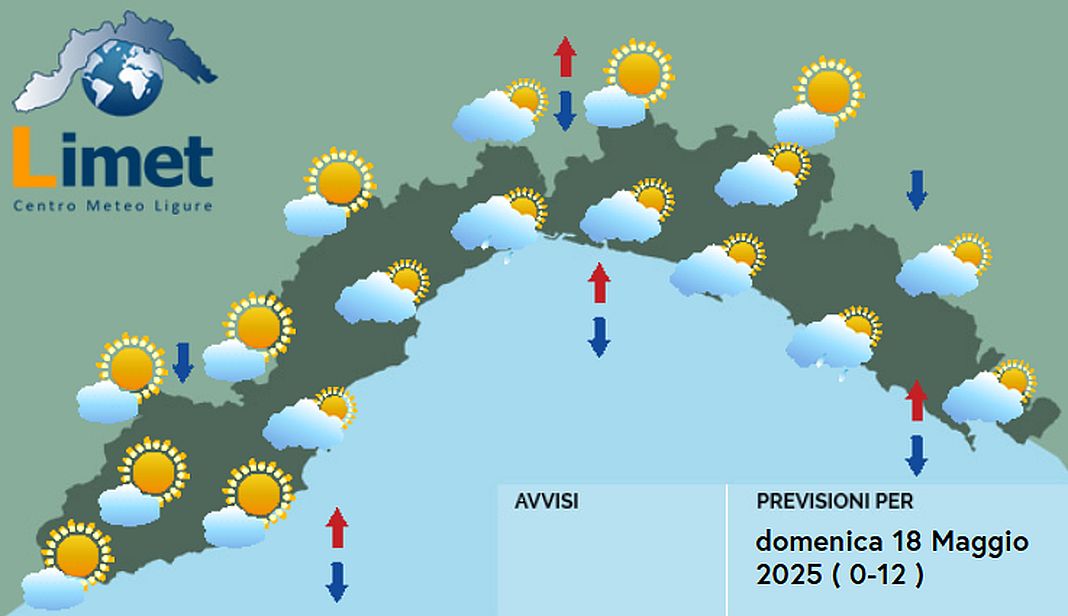 meteo Liguria domenica 18 maggio 2025