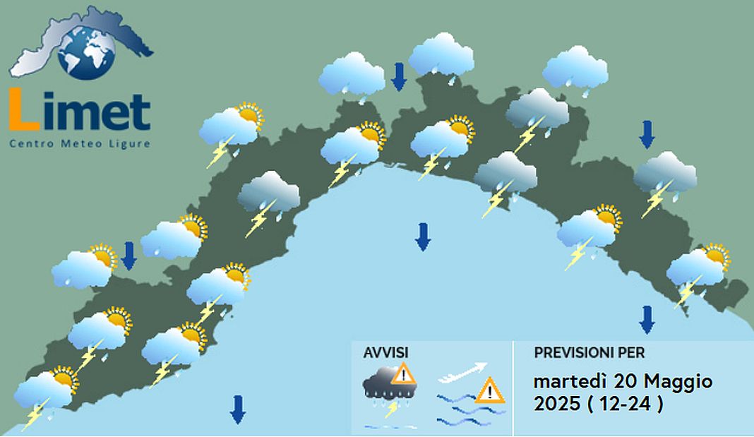 meteo Liguria martedì 20 maggio 2025