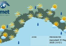 meteo Liguria mercoledì 21 maggio 2025