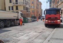 Genova, al via piano di asfaltatura strade asfalto strade via Trieste