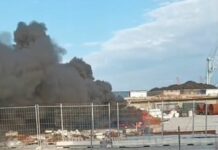 Genova, incendio in Porto a Genova: intervento dei soccorsi Incendio porto Genova
