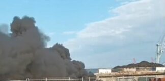 Genova, incendio in Porto a Genova: intervento dei soccorsi Incendio porto Genova