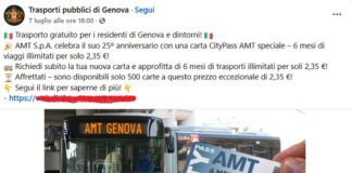 Genova, abbonamento AMT gratis per 6 mesi, ma è una truffa truffa abbonamento gratis amt