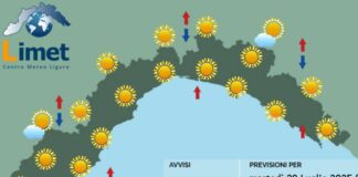 Meteo Liguria, torna il cielo sereno con temperature in aumento meteo Liguria marted' 29 luglio 2025