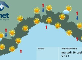 meteo Liguria marted' 29 luglio 2025