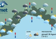 Meteo Liguria, ondata di maltempo con forti precipitazioni meteo Liguria giovedì 28 agosto 2025
