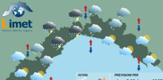 Meteo Liguria, ondata di maltempo con forti precipitazioni meteo Liguria giovedì 28 agosto 2025