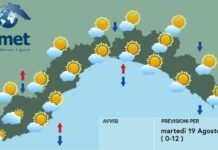 meteo Liguria martedì 19 agosto 2025