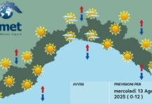 meteo Liguria mercoledì 13 agosto 2025
