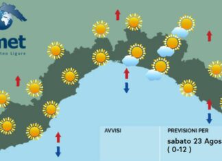 meteo Liguria sabato 23 agosto 2025