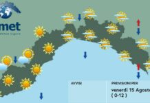meteo Liguria venerdì 15 agosto 2025