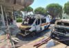 Sestri Levante, ambulanza in fiamme vicino all’ospedale incendio ambulanza sestri Levante