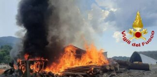 Torriglia, incendio distrugge magazzino di una falegnameria Torriglia incendio vertical green