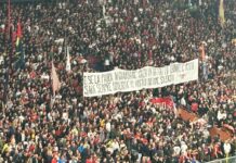 Genoa, la Gradinata Nord prende posizione a sostegno di Gaza Striscione tifosi Genoa Gaza