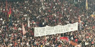 Genoa, la Gradinata Nord prende posizione a sostegno di Gaza Striscione tifosi Genoa Gaza