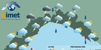 Meteo Liguria, nuovo brusco peggioramento nel pomeriggio meteo Liguria lunedì 1 settembre 2025