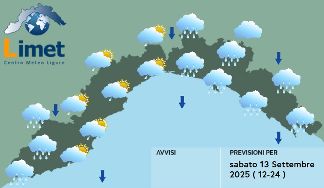 meteo Liguria sabato 13 settembre 2025