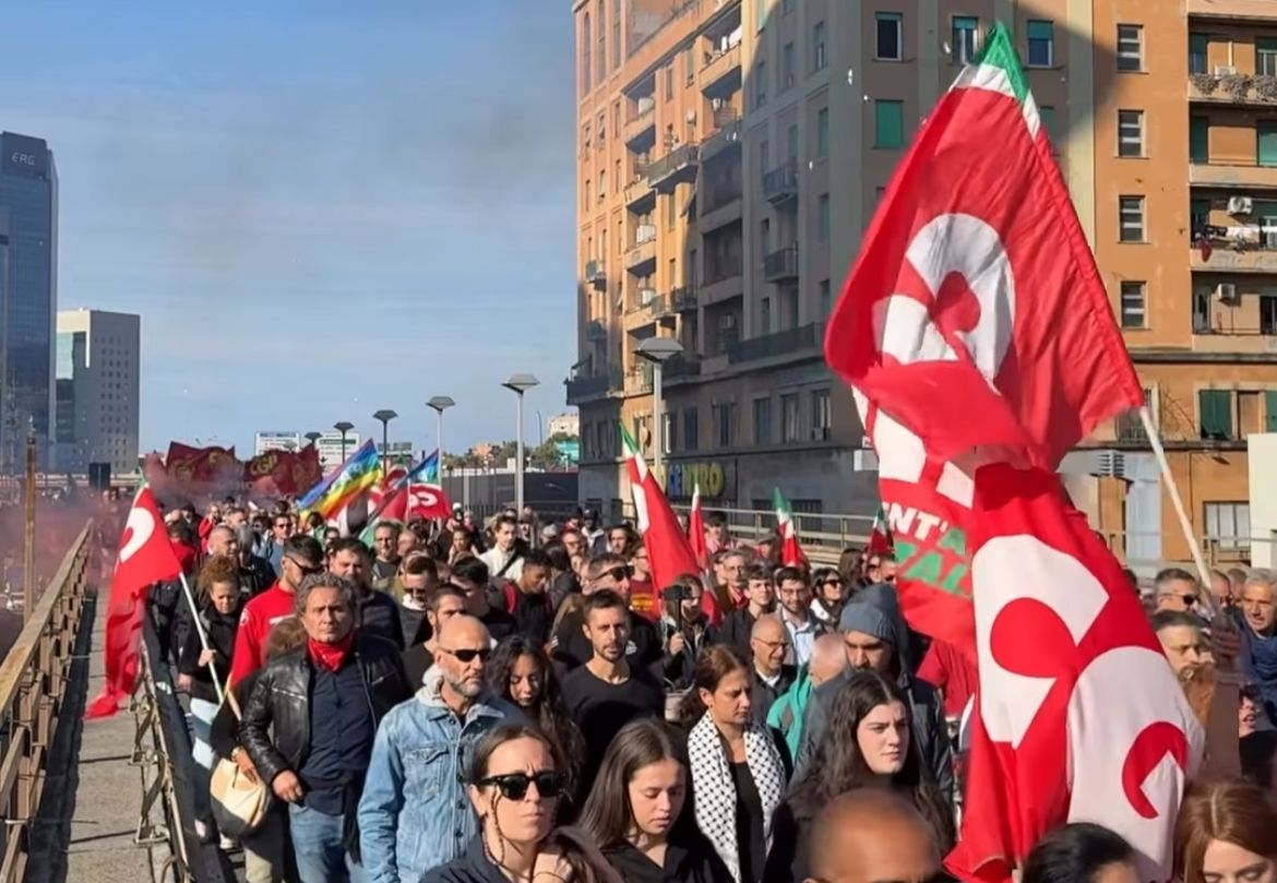 Corteo Cgil Sopraelevata sciopero generale 3 ottobre