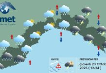 Meteo Liguria, forte peggioramento in arrivo, Allerta pioggia meteo Liguria giovedì 23 ottobre 2025