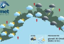 Meteo Liguria, maltempo con Allerta Gialla per temporali meteo Liguria giovedì 30 ottobre 2025
