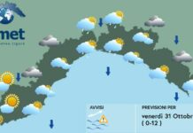 Meteo Liguria, ancora nuvole e piovaschi, nuovo peggioramento domenica meteo Liguria venerdì 31 ottobre 2025