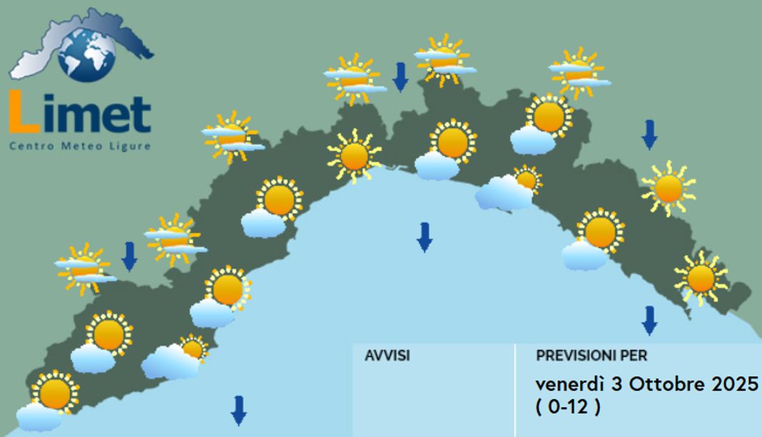 meteo Liguria 3 ottobre 2025