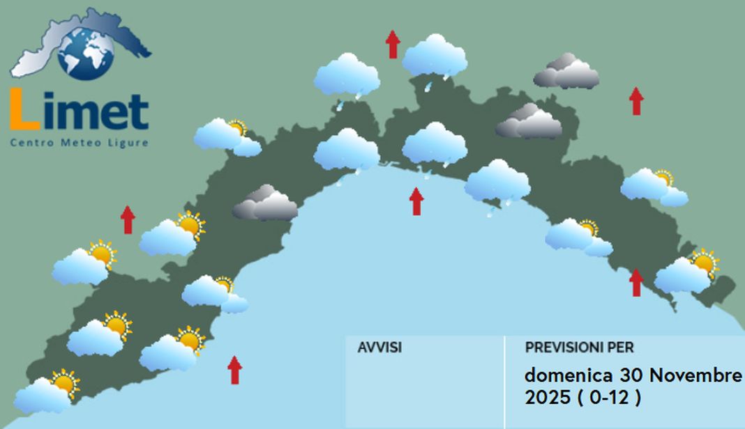 meteo Liguria 30 novembre 2025