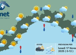 meteo Liguria lunedì 17 novembre 2025