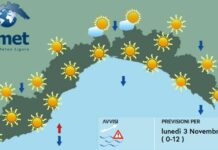 meteo Liguria lunedì 3 novembre 2025