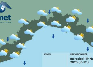 meteo Liguria mercoledì 19 novembre 2025