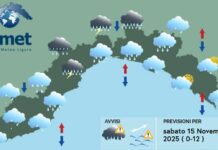 Meteo Liguria, temporali e pioggia a tratti anche molto intensa su centro-ponente meteo liguria sabato 15 novembre 2025