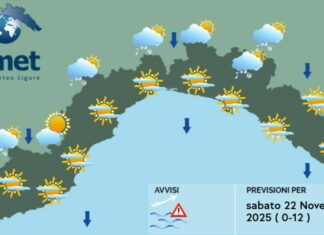meteo Liguria sabato 22 novembre 2025